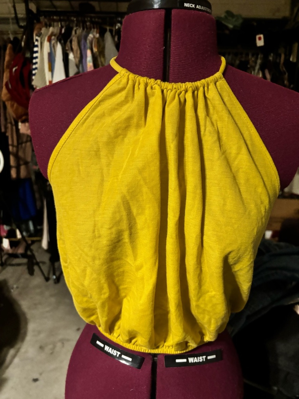 🍾NWOT Zara Sleeveless Halter Crop Top in Mustard Yellow, Size L - Picture 3 of 5